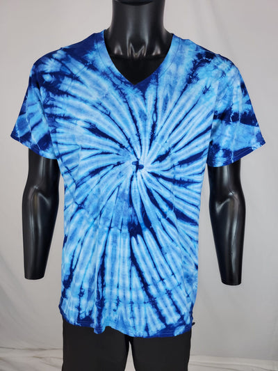 Short sleeve v-neck t-shirt- Shibori